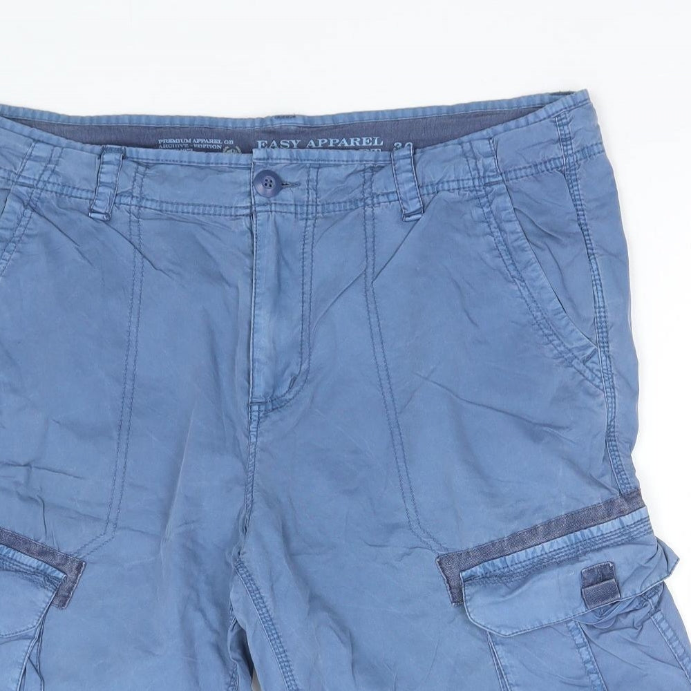 Easy Mens Blue Cotton Cargo Shorts Size 36 L12 in Regular Zip
