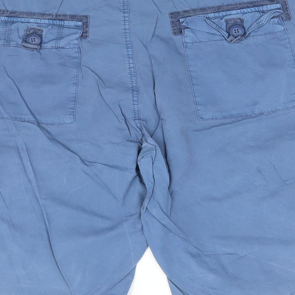 Easy Mens Blue Cotton Cargo Shorts Size 36 L12 in Regular Zip