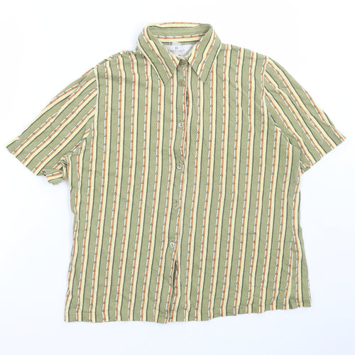 Essentials Mens Multicoloured Striped Polyester Button-Up Size S Collared Button