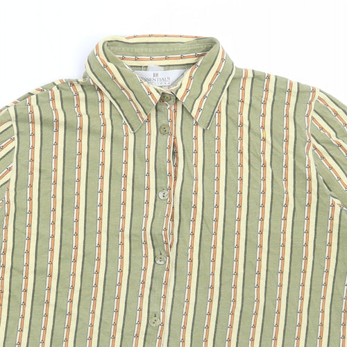 Essentials Mens Multicoloured Striped Polyester Button-Up Size S Collared Button