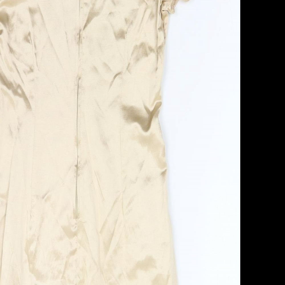 Bay Trading Womens Gold Viscose Bodycon Size 12 V-Neck Zip