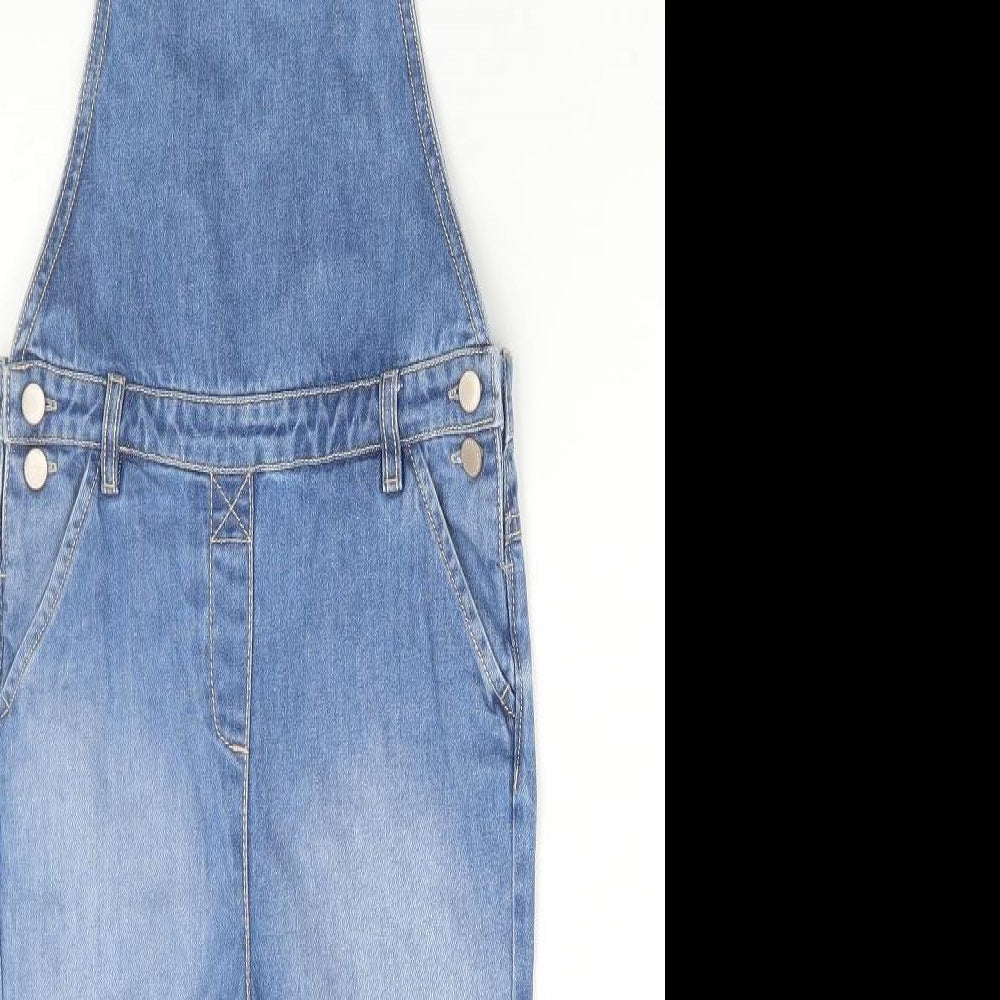 NEXT Girls Blue Cotton Dungaree One-Piece Size 5-6 Years Button
