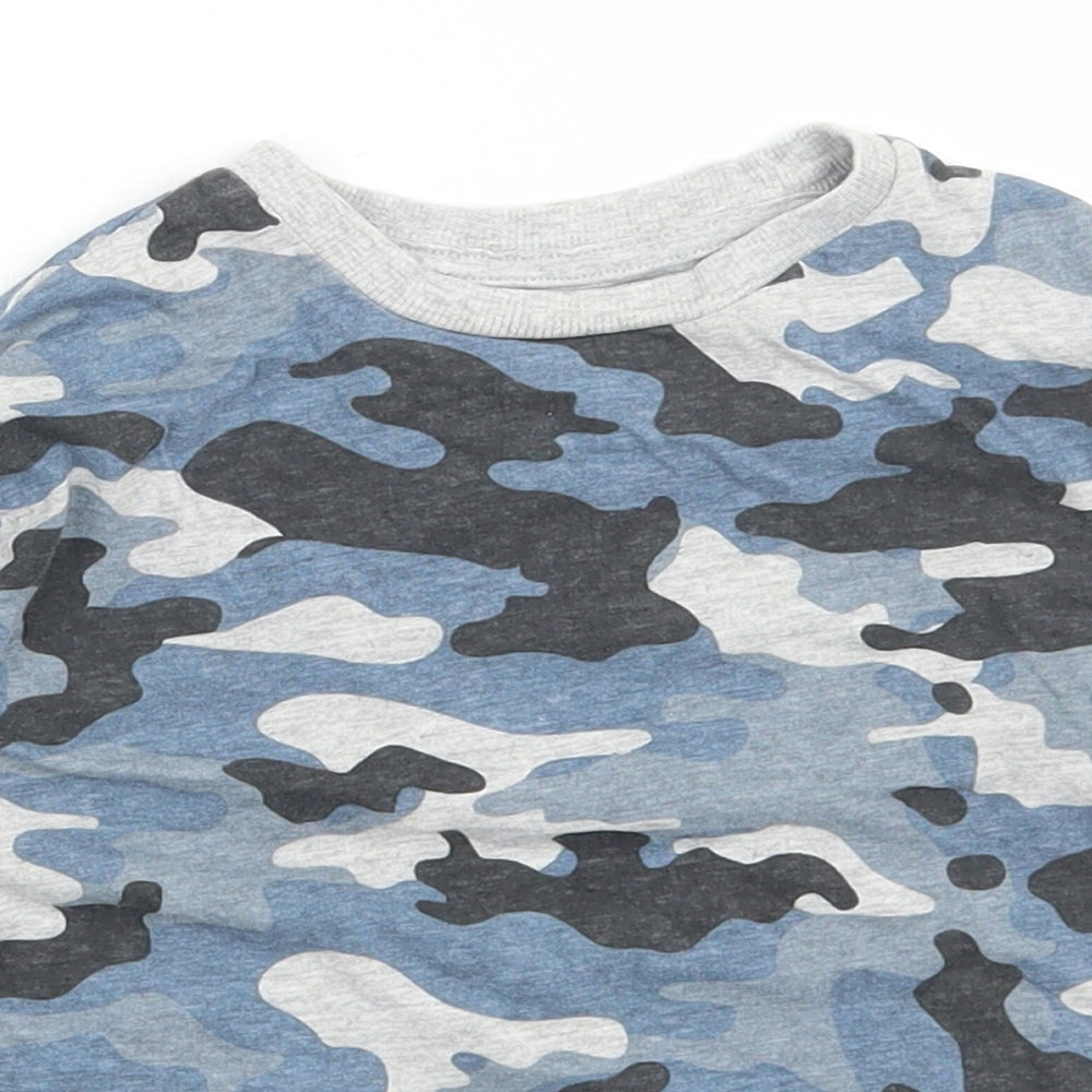 Matalan Boys Blue Camouflage Cotton Basic T-Shirt Size 12-18 Months Round Neck Pullover