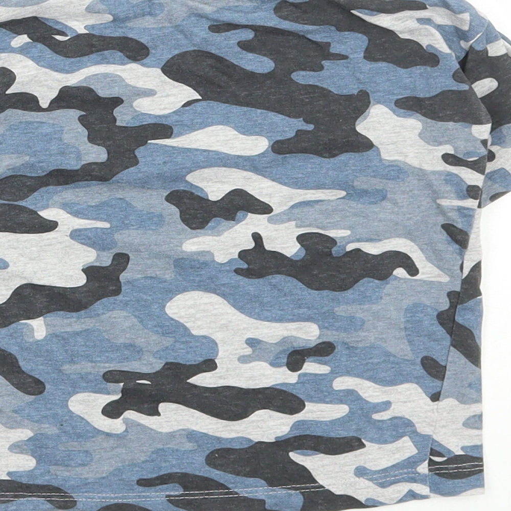 Matalan Boys Blue Camouflage Cotton Basic T-Shirt Size 12-18 Months Round Neck Pullover