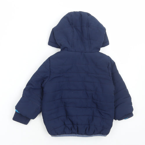 Blue Zoo Boys Blue Puffer Jacket Coat Size 12-18 Months Zip - Dinosaur Print
