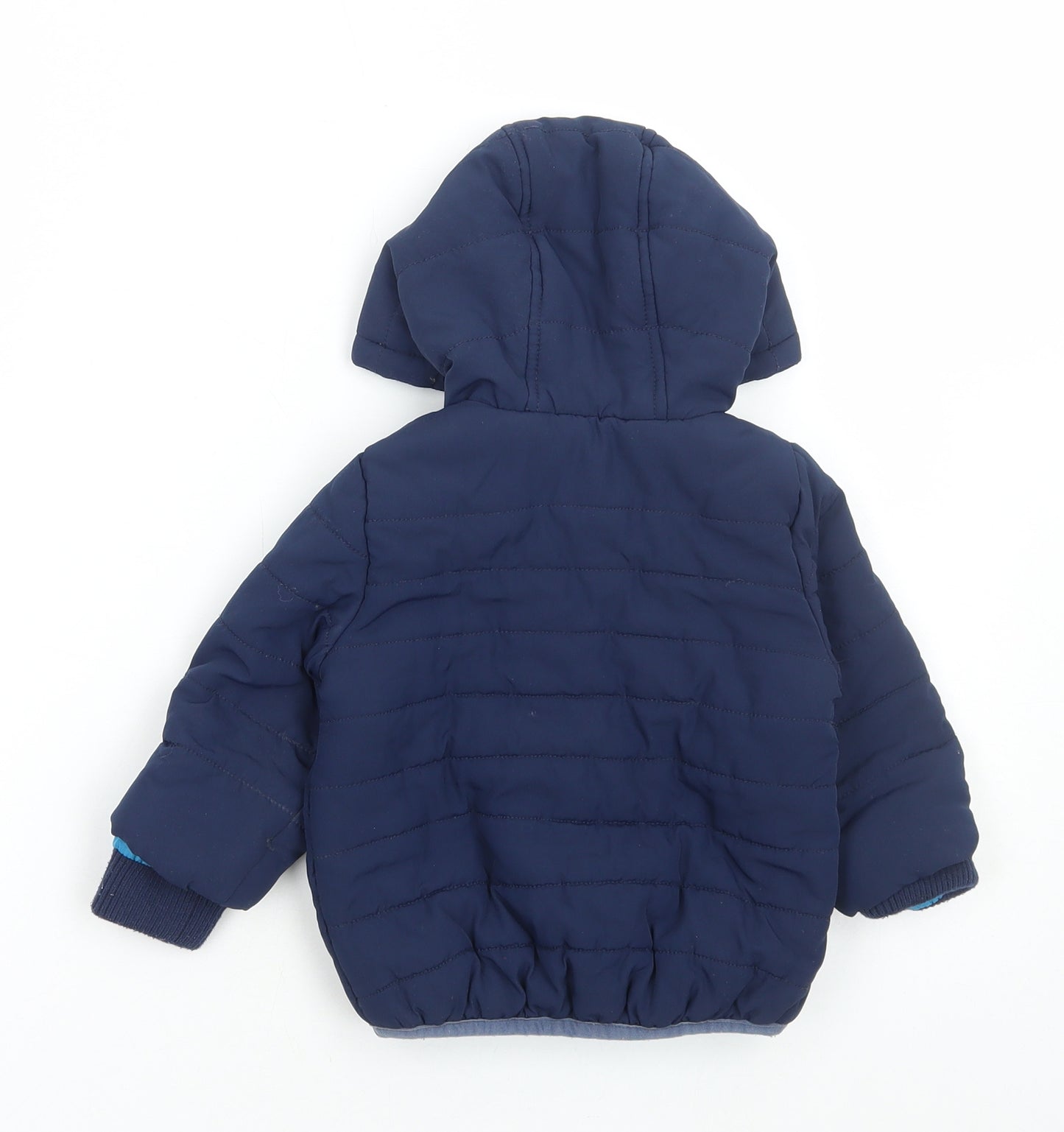 Blue Zoo Boys Blue Puffer Jacket Coat Size 12-18 Months Zip - Dinosaur Print