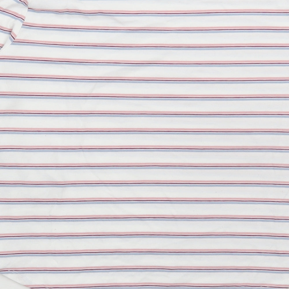Abercrombie & Fitch Girls White Striped Cotton Basic T-Shirt Size 13-14 Years Round Neck Pullover
