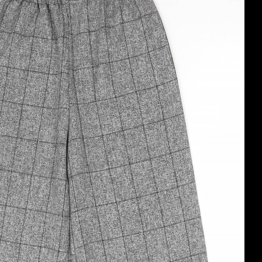 Preworn Womens Grey Check Polyester Cropped Trousers Size 24 in L21 in Regular