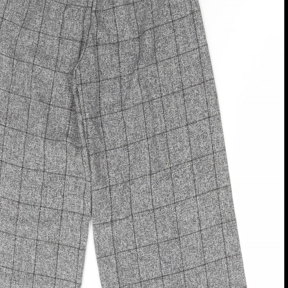 Preworn Womens Grey Check Polyester Cropped Trousers Size 24 in L21 in Regular