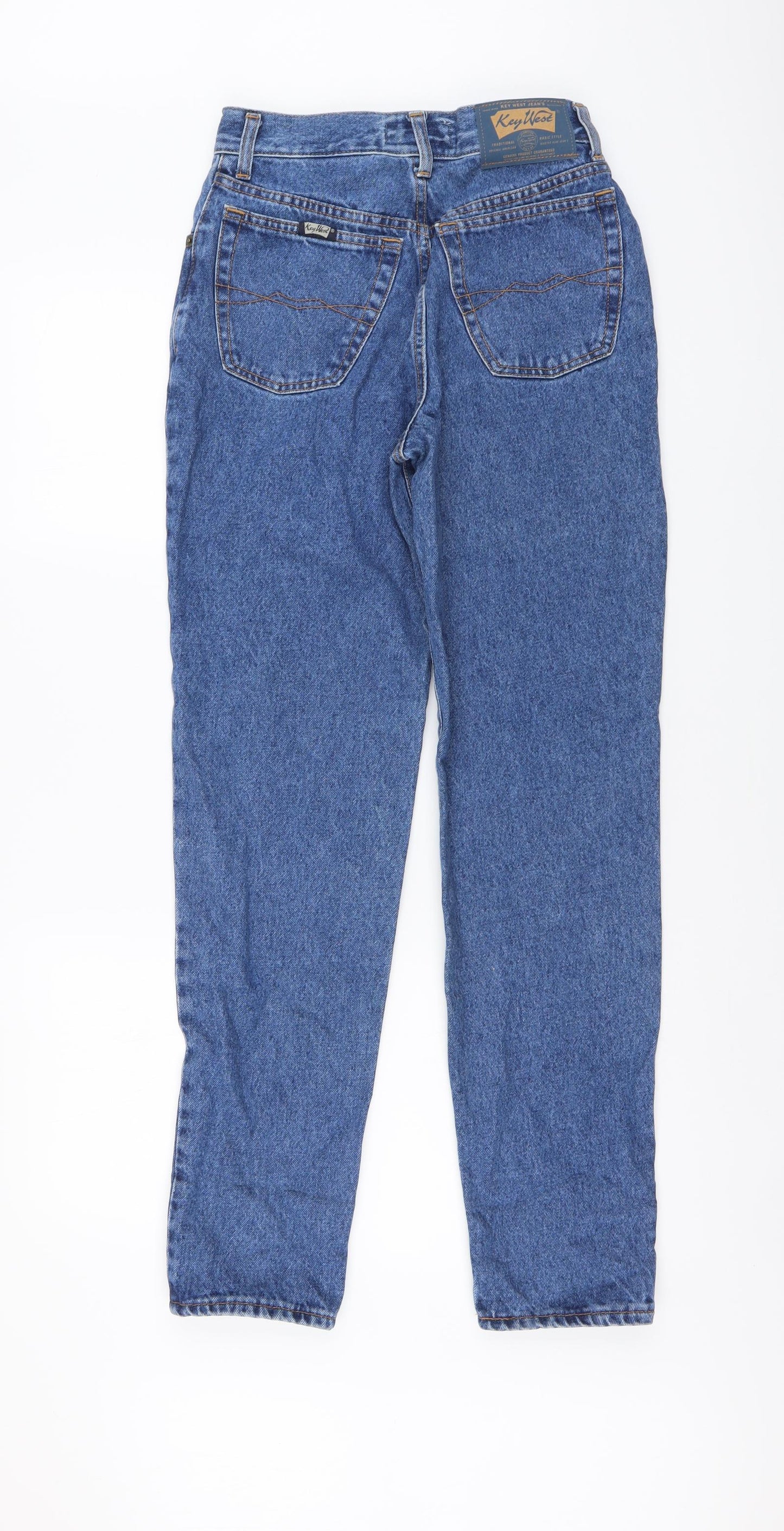 Key West Womens Blue Cotton Mom Jeans Size 10 L31 in Regular Button