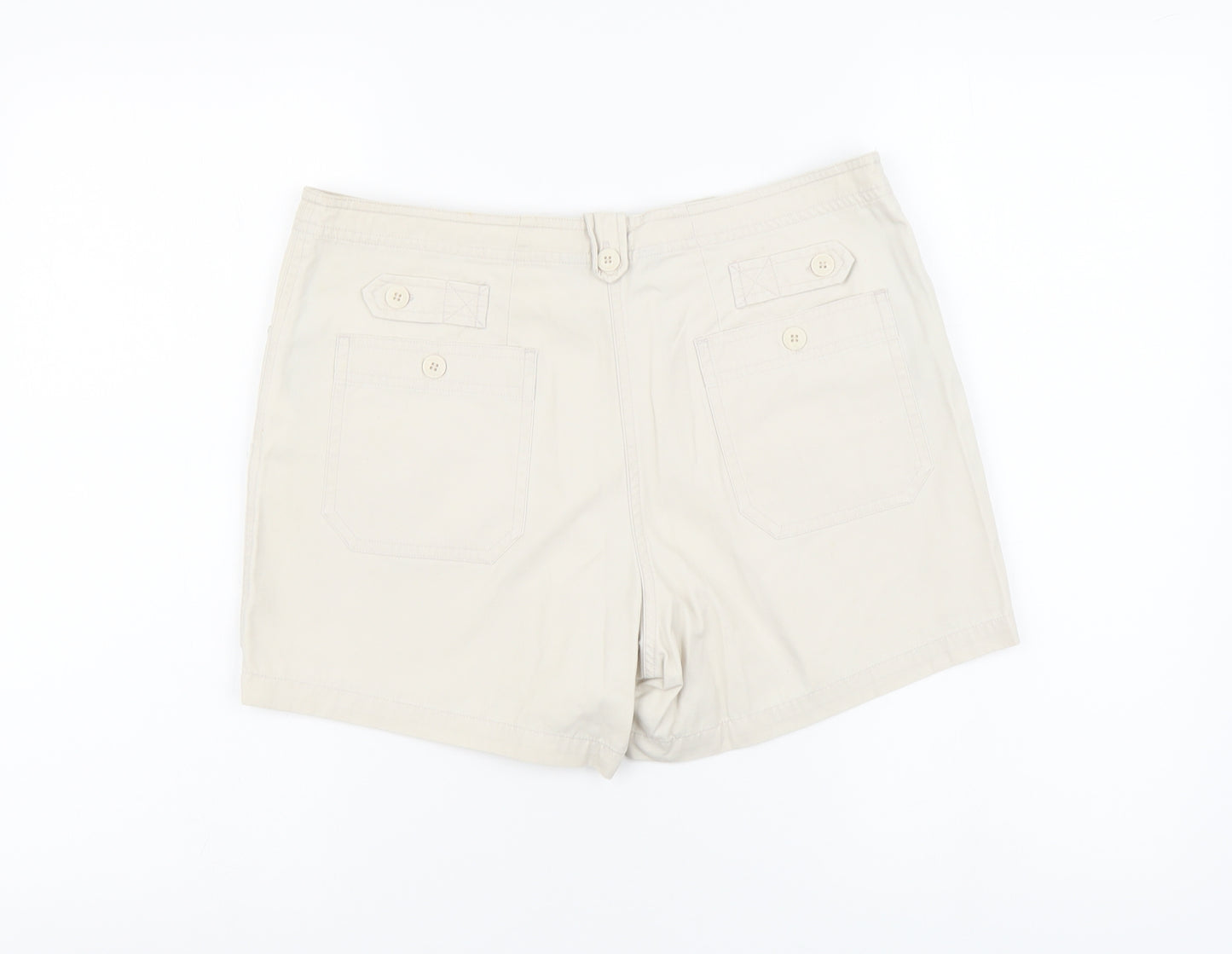 Dorothy Perkins Womens Beige Cotton Cargo Shorts Size 12 L3 in Regular Button