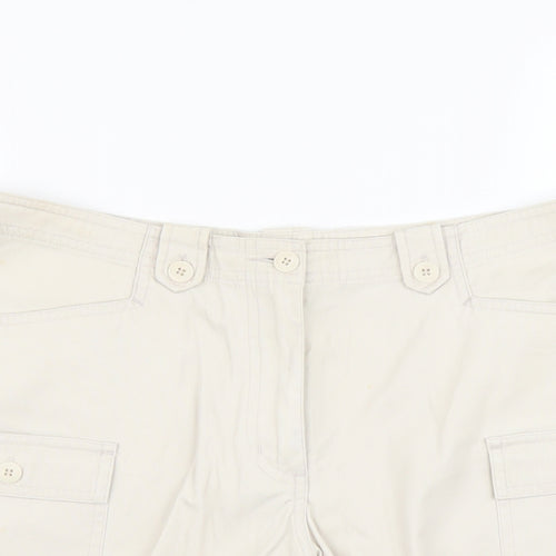 Dorothy Perkins Womens Beige Cotton Cargo Shorts Size 12 L3 in Regular Button