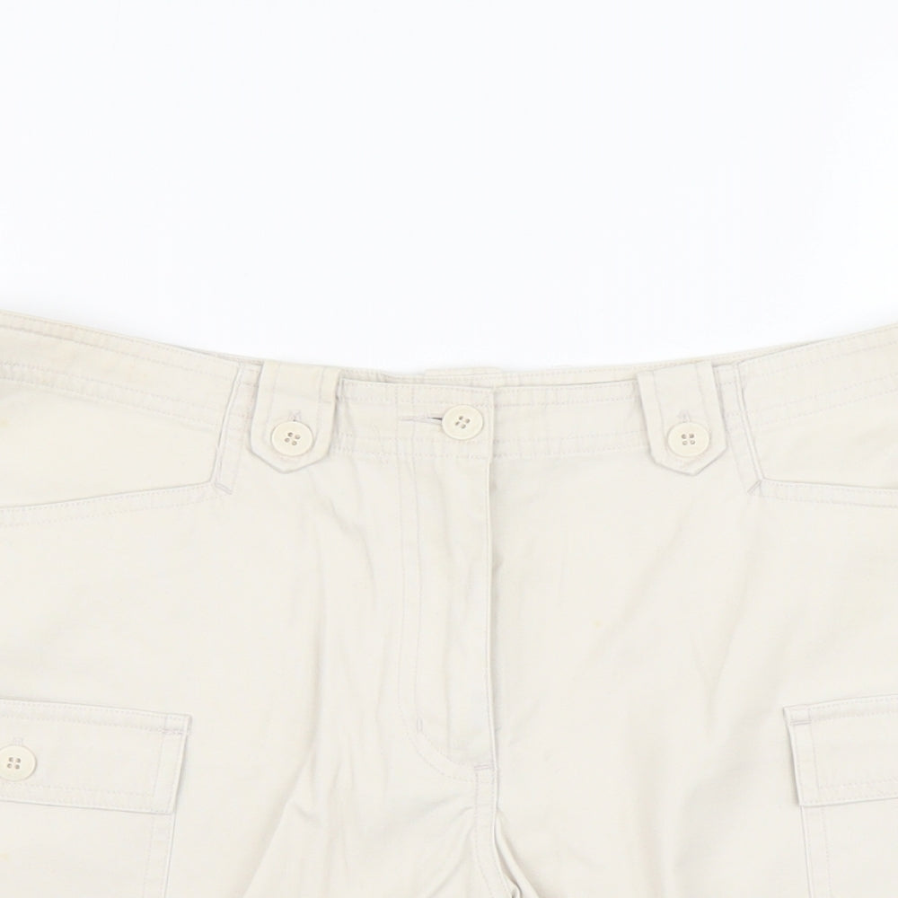 Dorothy Perkins Womens Beige Cotton Cargo Shorts Size 12 L3 in Regular Button