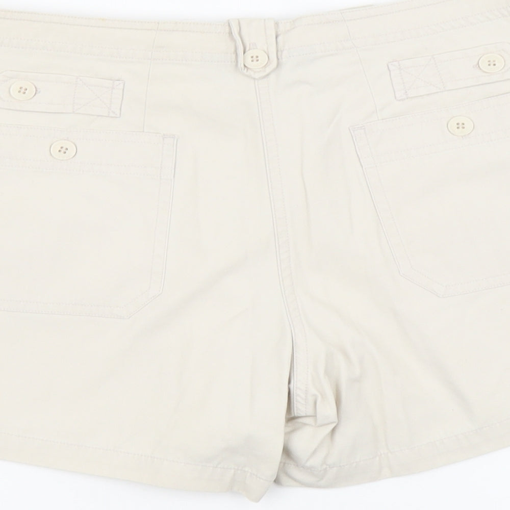 Dorothy Perkins Womens Beige Cotton Cargo Shorts Size 12 L3 in Regular Button