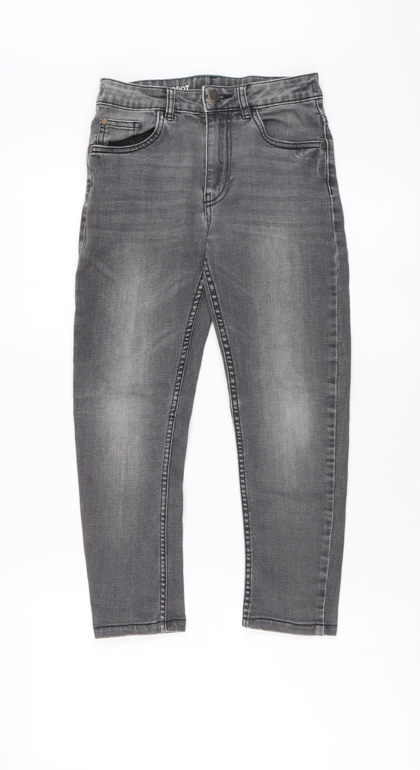 NEXT Boys Grey Cotton Skinny Jeans Size 9 Months Regular Button