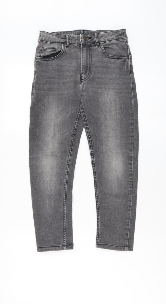 NEXT Boys Grey Cotton Skinny Jeans Size 9 Months Regular Button