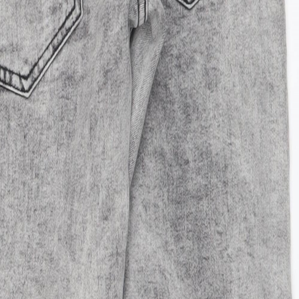 RESERVED Boys Grey Cotton Straight Jeans Size 13-14 Years Regular Button - Distressed