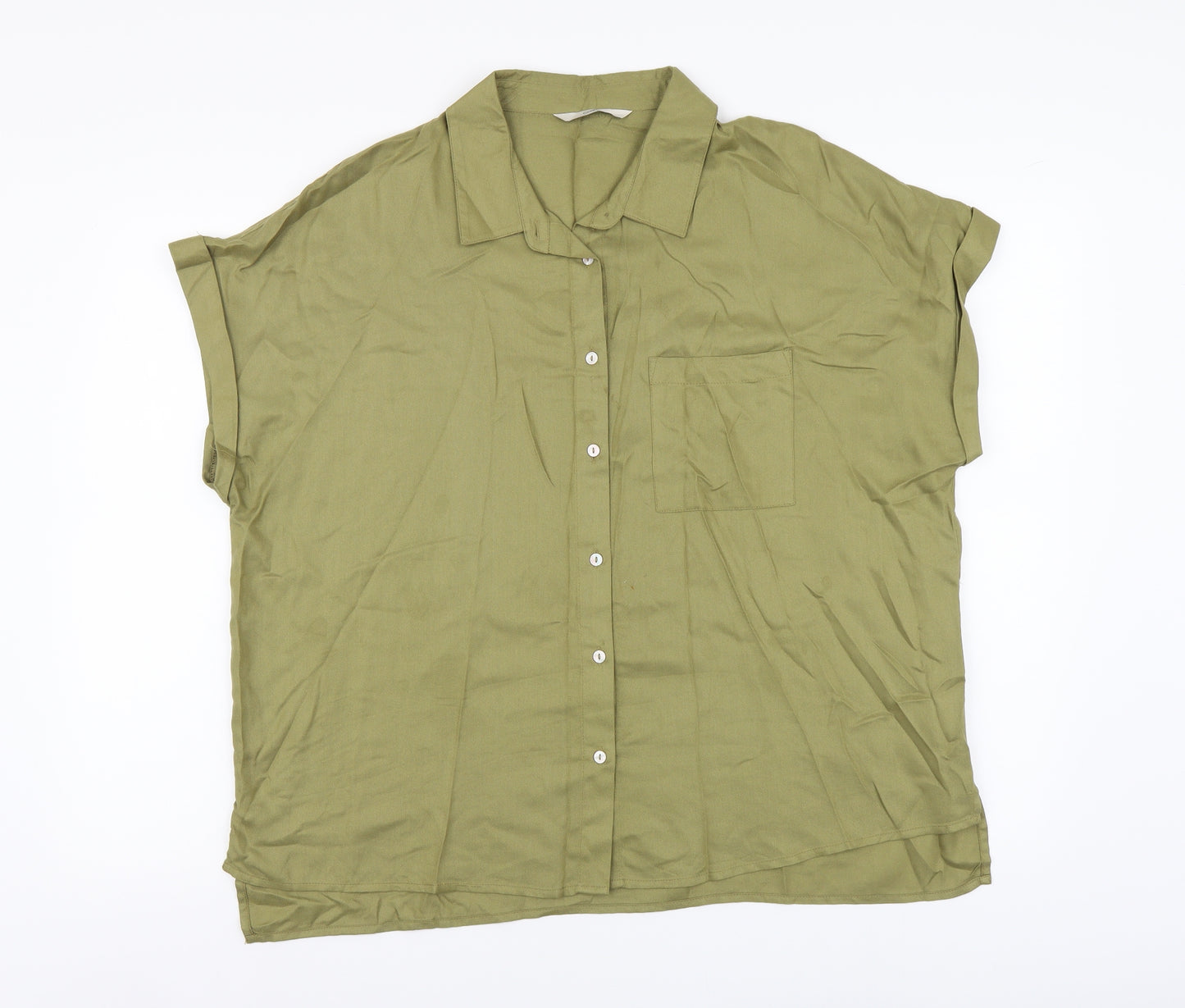 George Womens Green Viscose Basic Button-Up Size 16 Collared