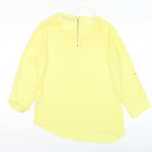 Atmosphere Womens Yellow Polyester Basic Blouse Size 8 Round Neck