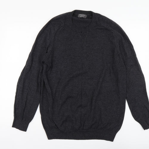 Primark Mens Grey Round Neck Acrylic Pullover Jumper Size L