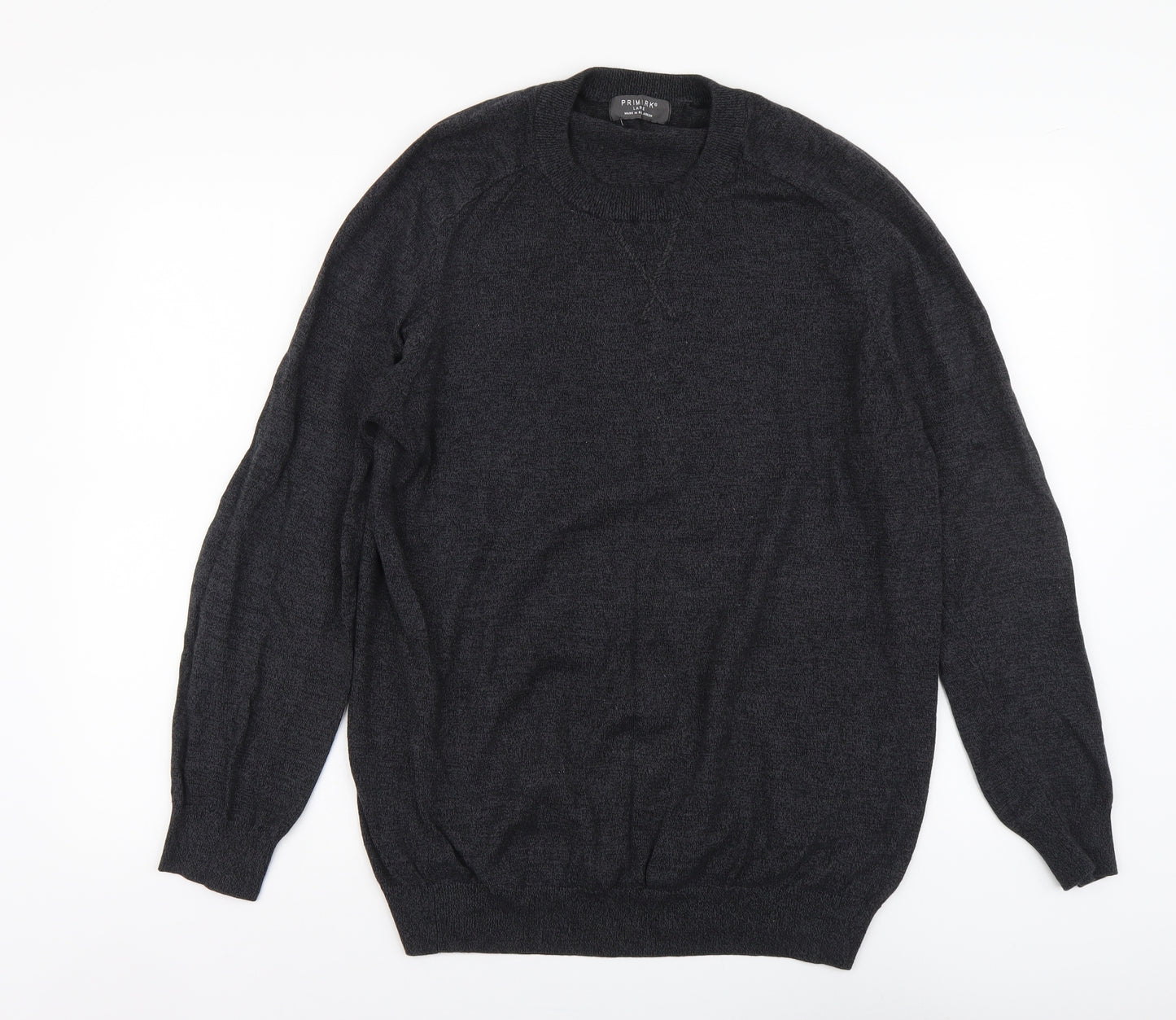 Primark Mens Grey Round Neck Acrylic Pullover Jumper Size L