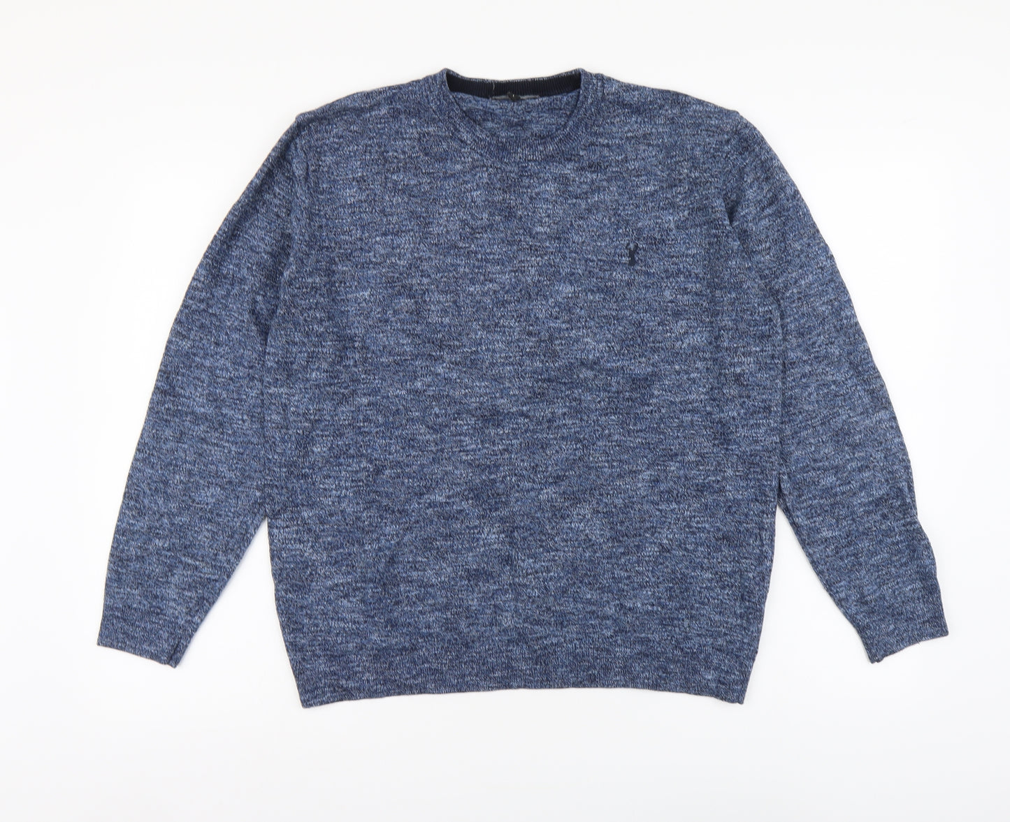 NEXT Mens Blue Round Neck Cotton Henley Jumper Size L