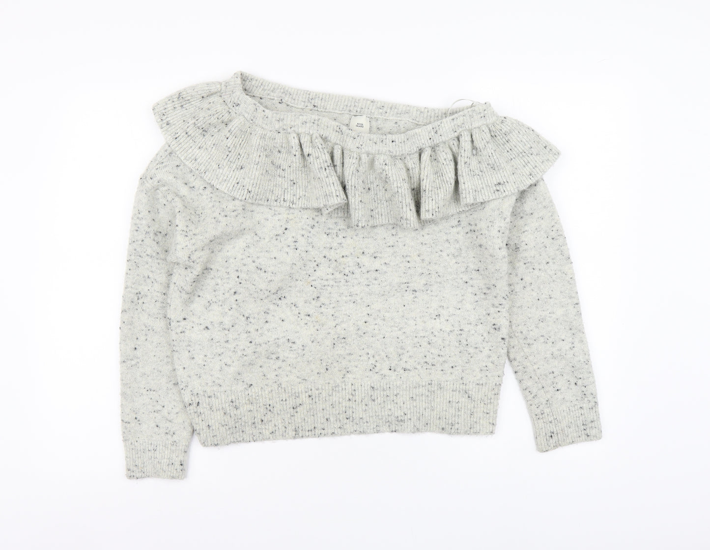 River Island Womens Grey Boat Neck Acrylic Pullover Jumper Size 16