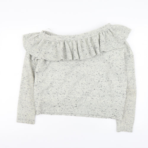 River Island Womens Grey Boat Neck Acrylic Pullover Jumper Size 16