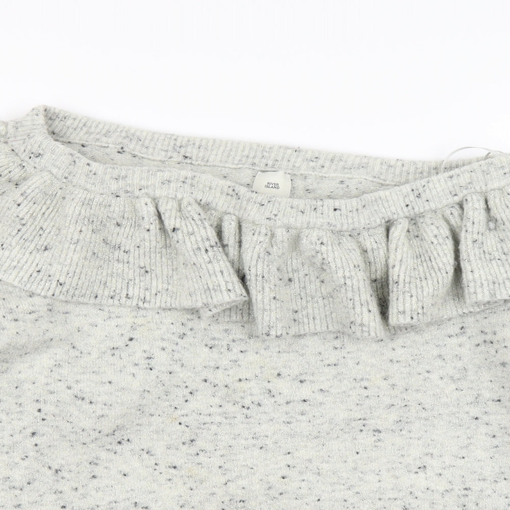 River Island Womens Grey Boat Neck Acrylic Pullover Jumper Size 16