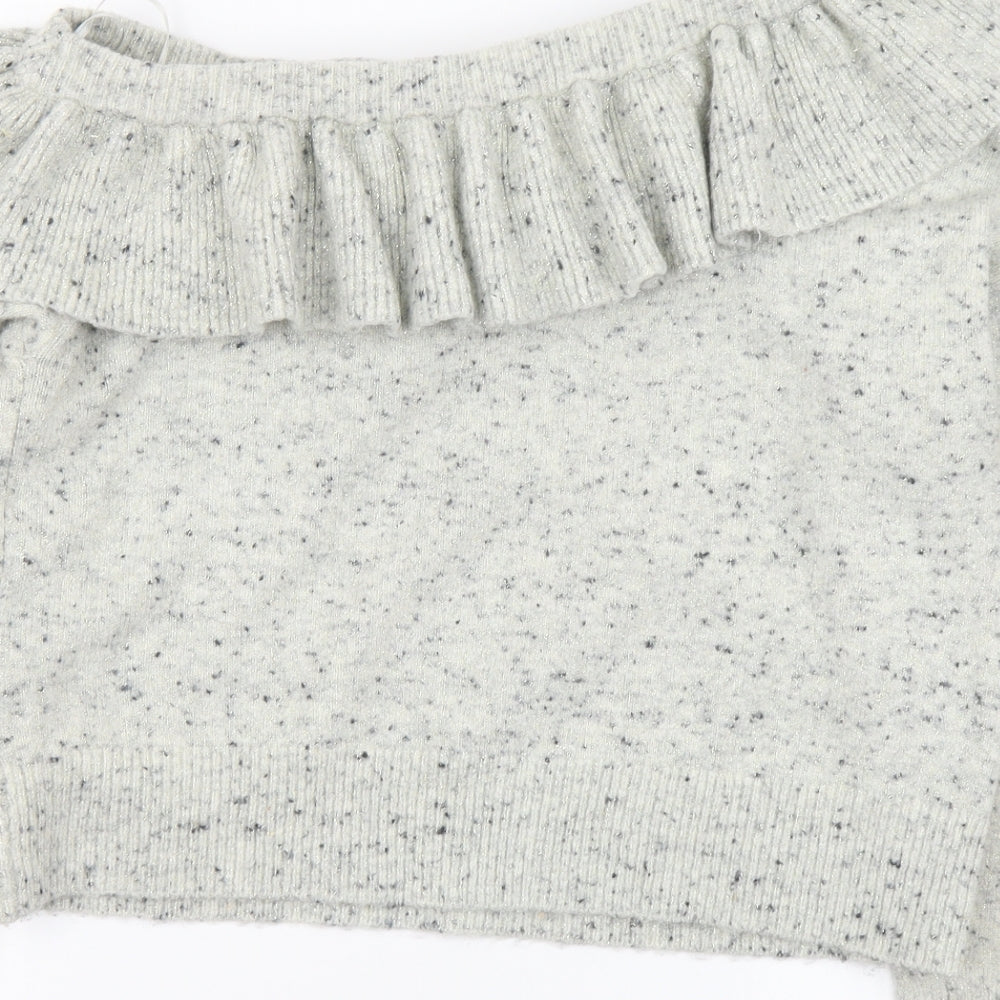 River Island Womens Grey Boat Neck Acrylic Pullover Jumper Size 16