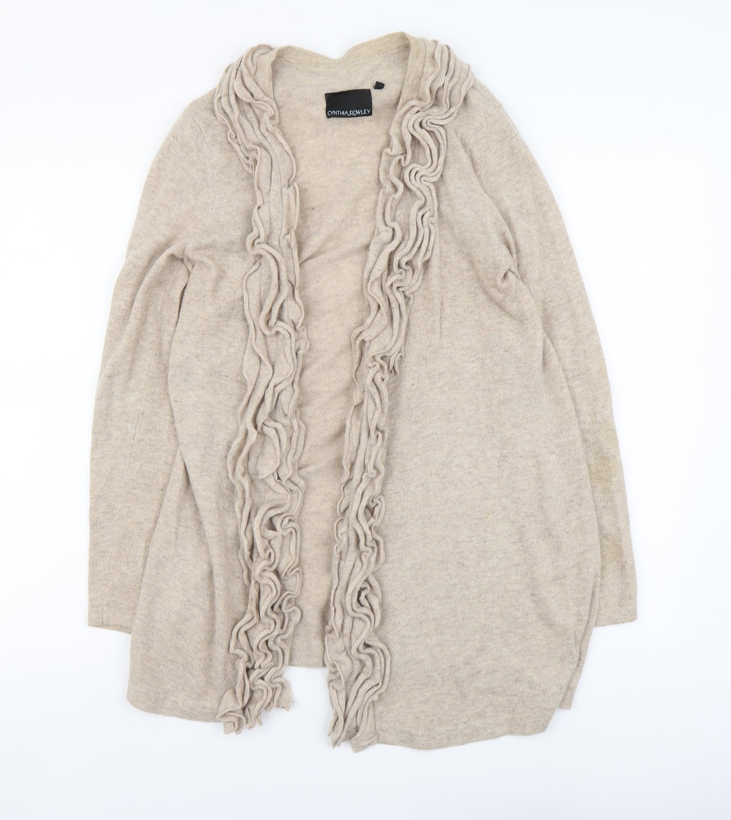 Cynthia Rowley Womens Beige V-Neck Polyester Cardigan Jumper Size L