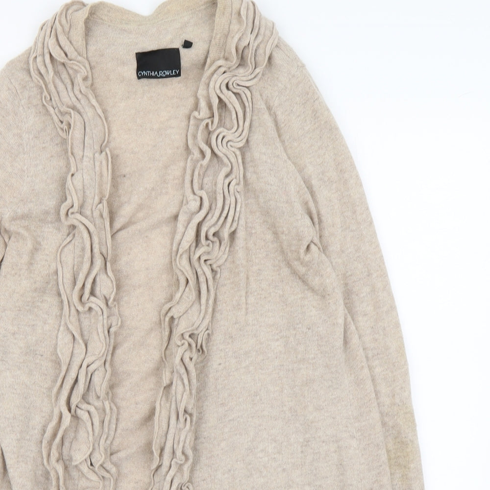 Cynthia Rowley Womens Beige V-Neck Polyester Cardigan Jumper Size L