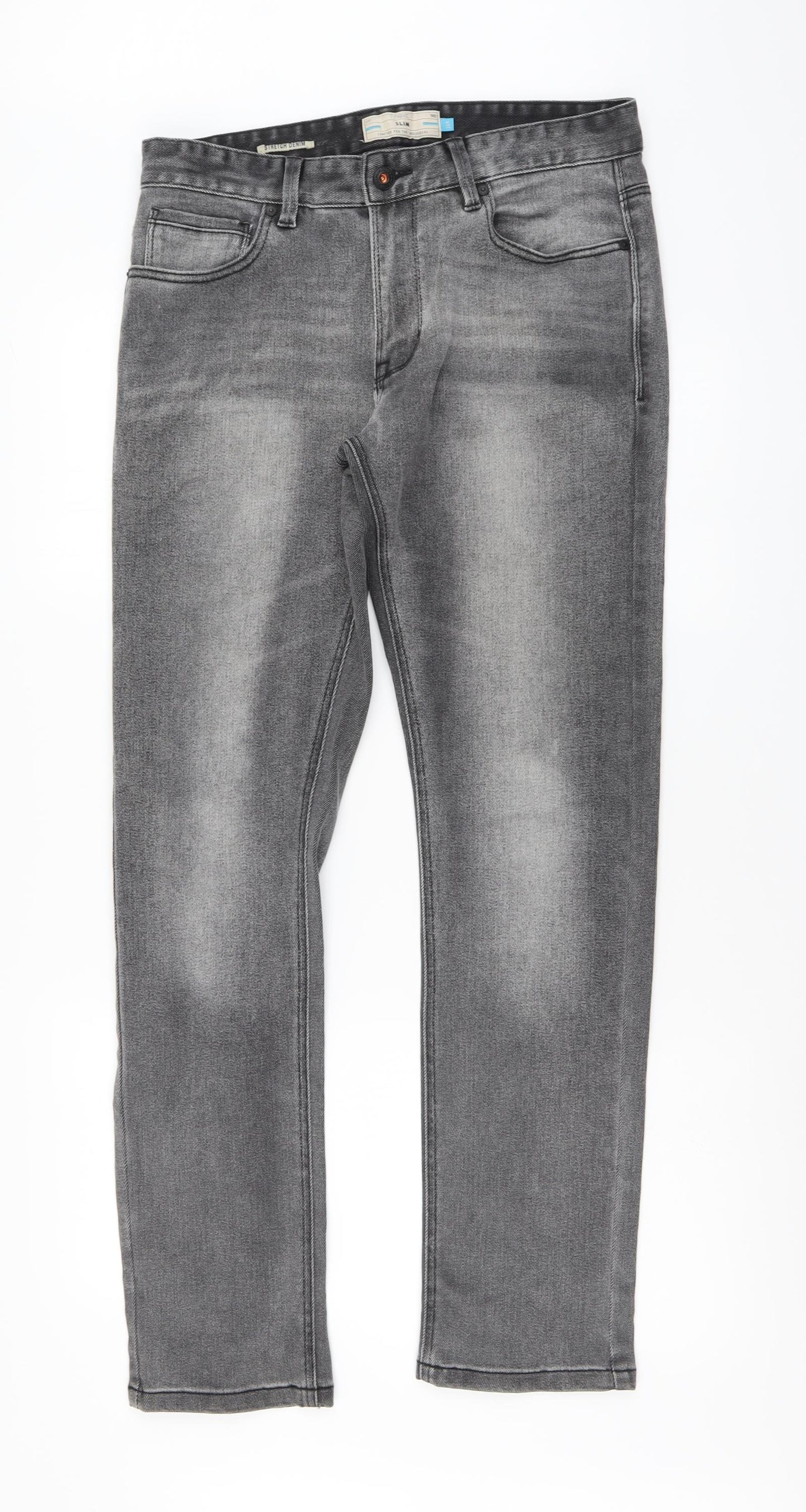 NEXT Mens Grey Cotton Skinny Jeans Size 32 in L31 in Regular Button