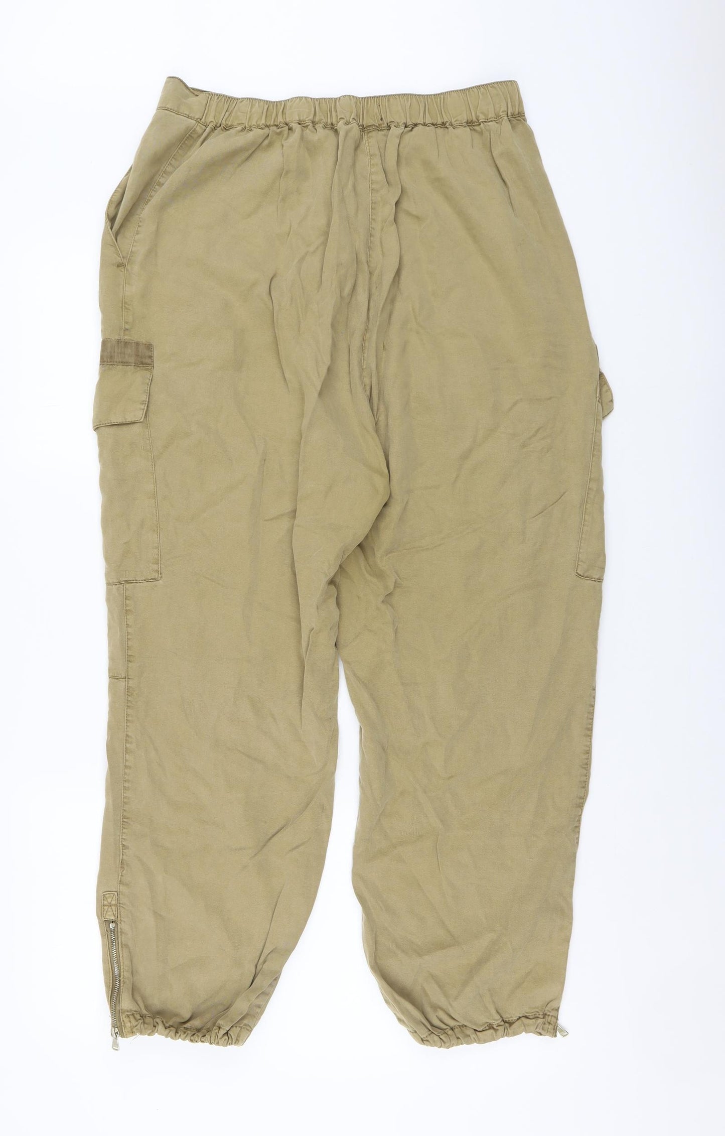 River Island Womens Beige Lyocell Jogger Trousers Size 16 L27 in Regular Button