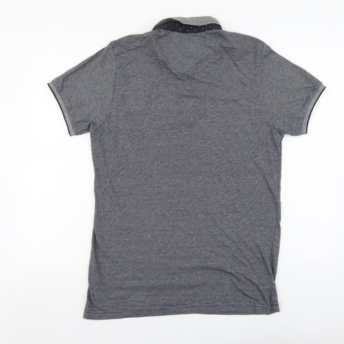 Brave Soul Mens Grey Cotton Polo Size XL Collared Button