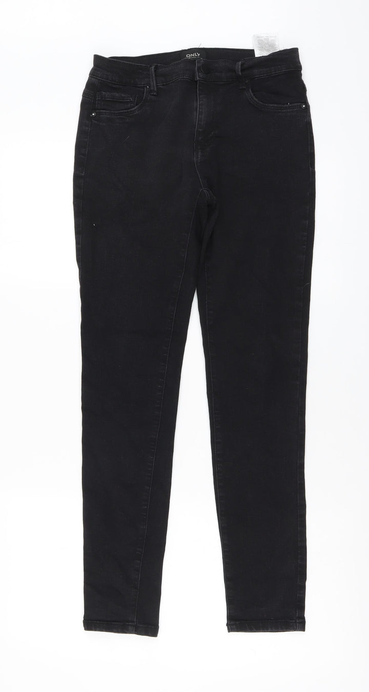 Only Womens Black Cotton Skinny Jeans Size M L28 in Regular Button