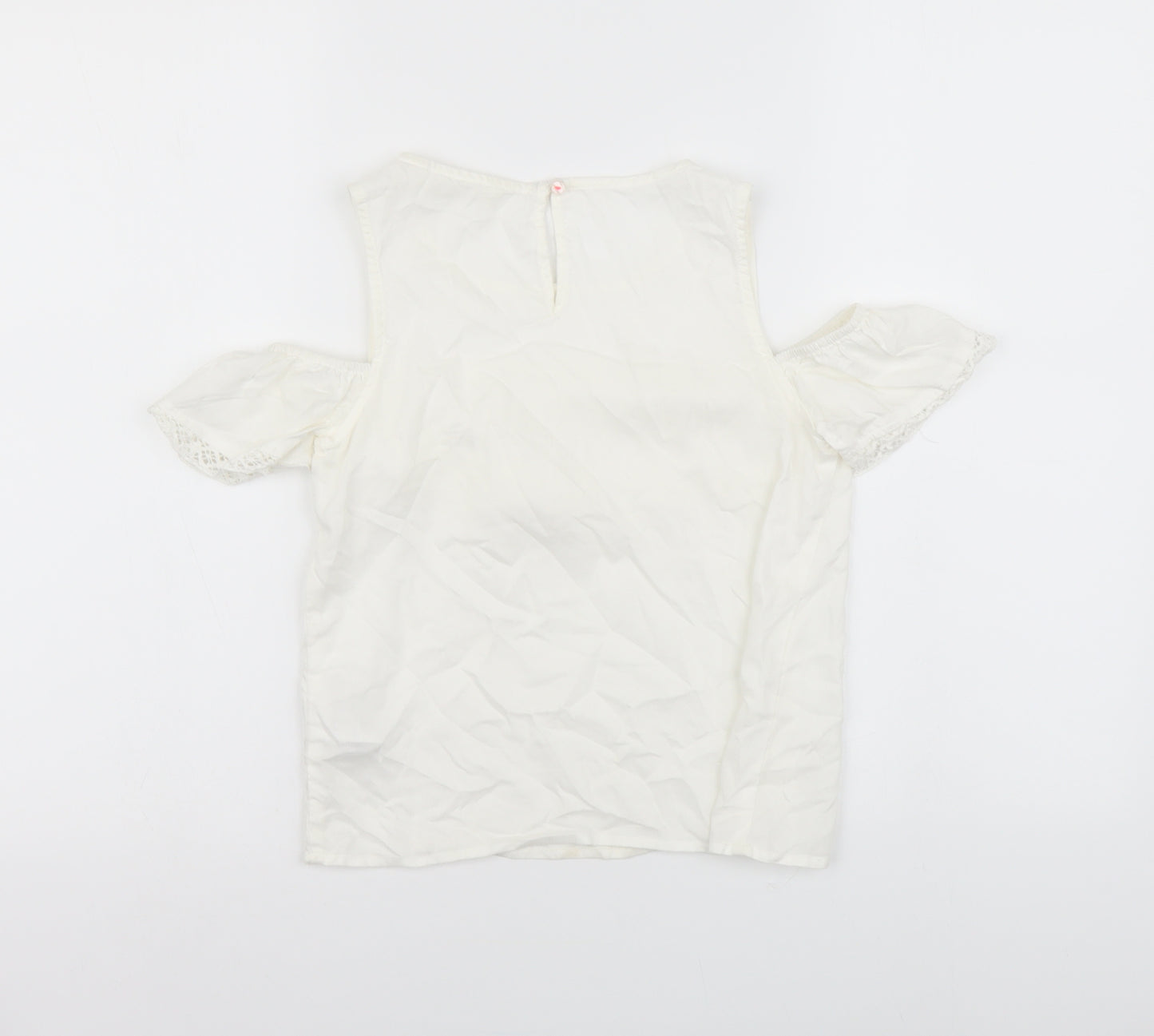 H&M Girls White Viscose Basic Tank Size 9-10 Years Round Neck Button