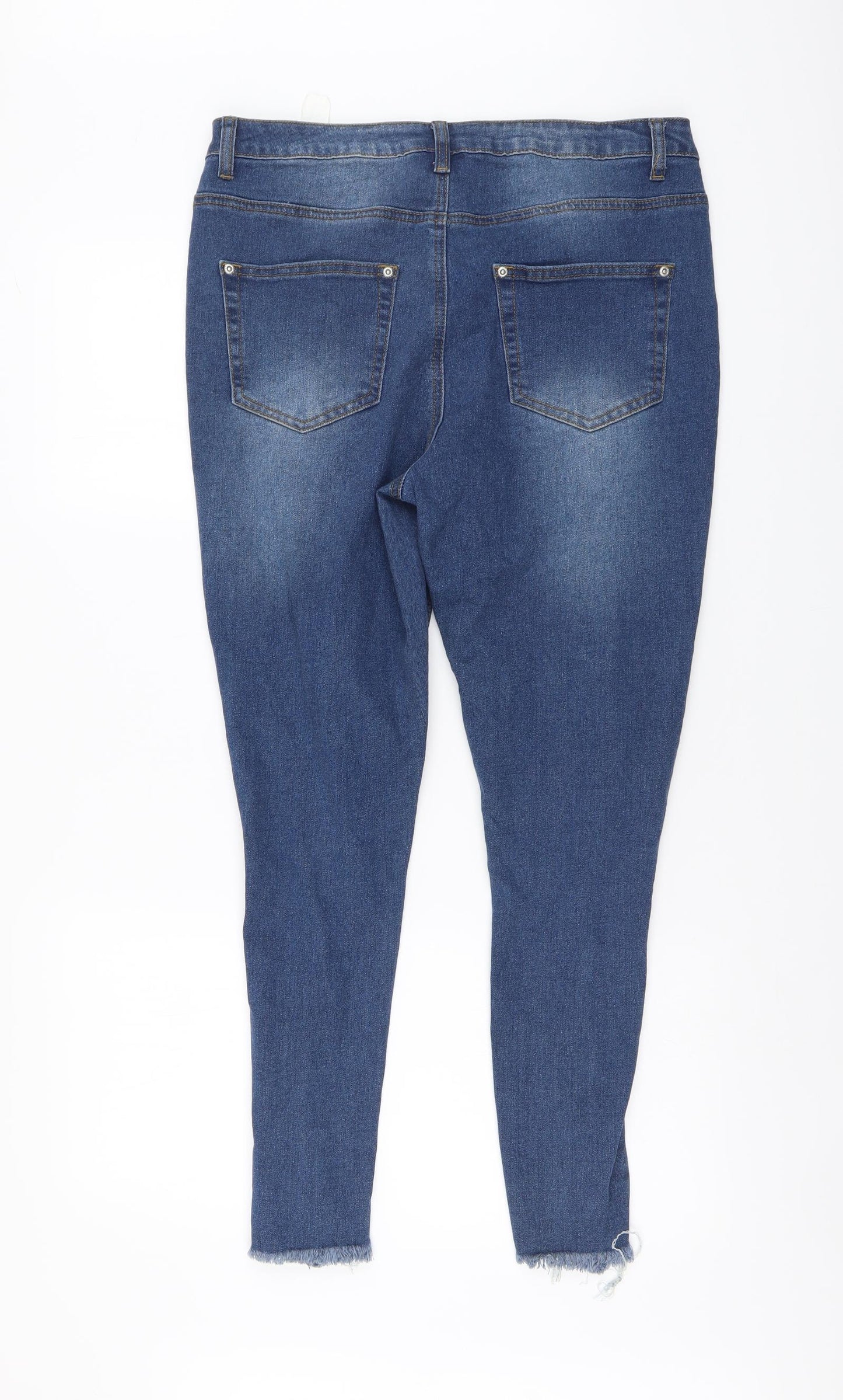 Boohoo Womens Blue Cotton Skinny Jeans Size 16 L27 in Regular Button