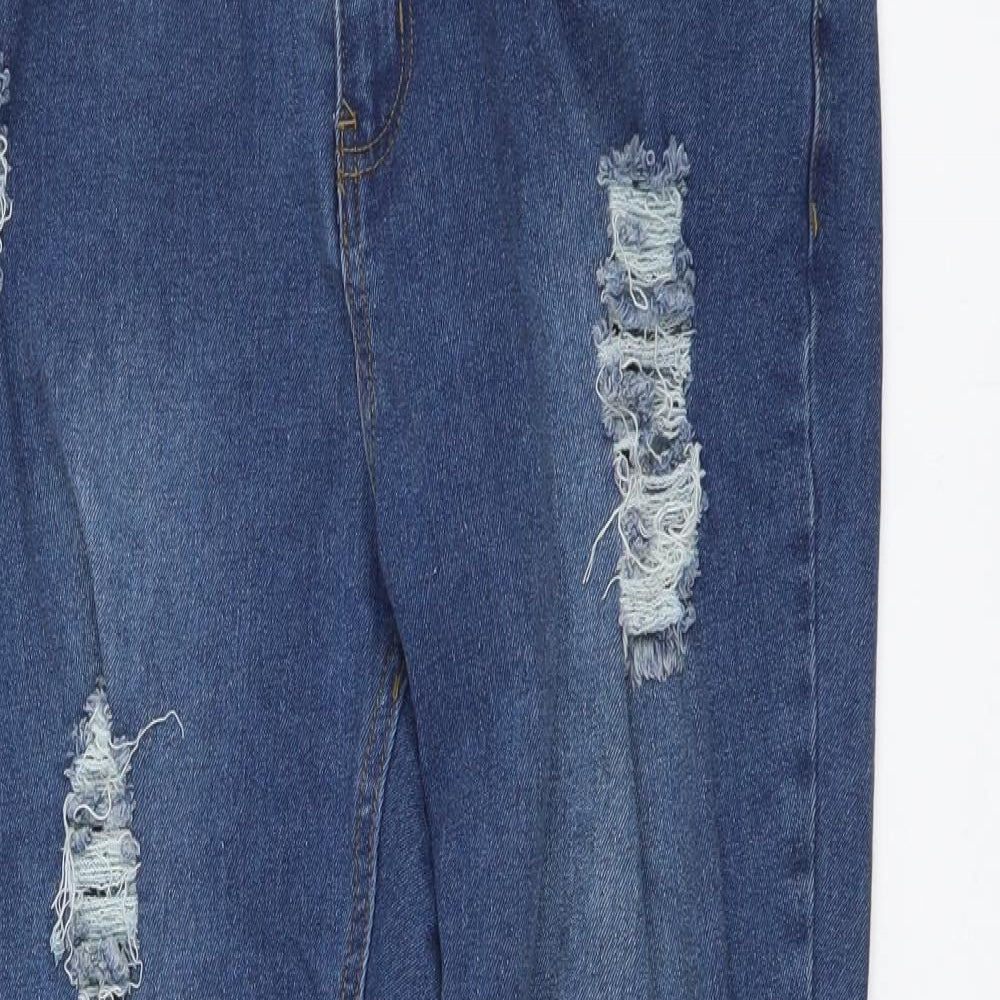 Boohoo Womens Blue Cotton Skinny Jeans Size 16 L27 in Regular Button