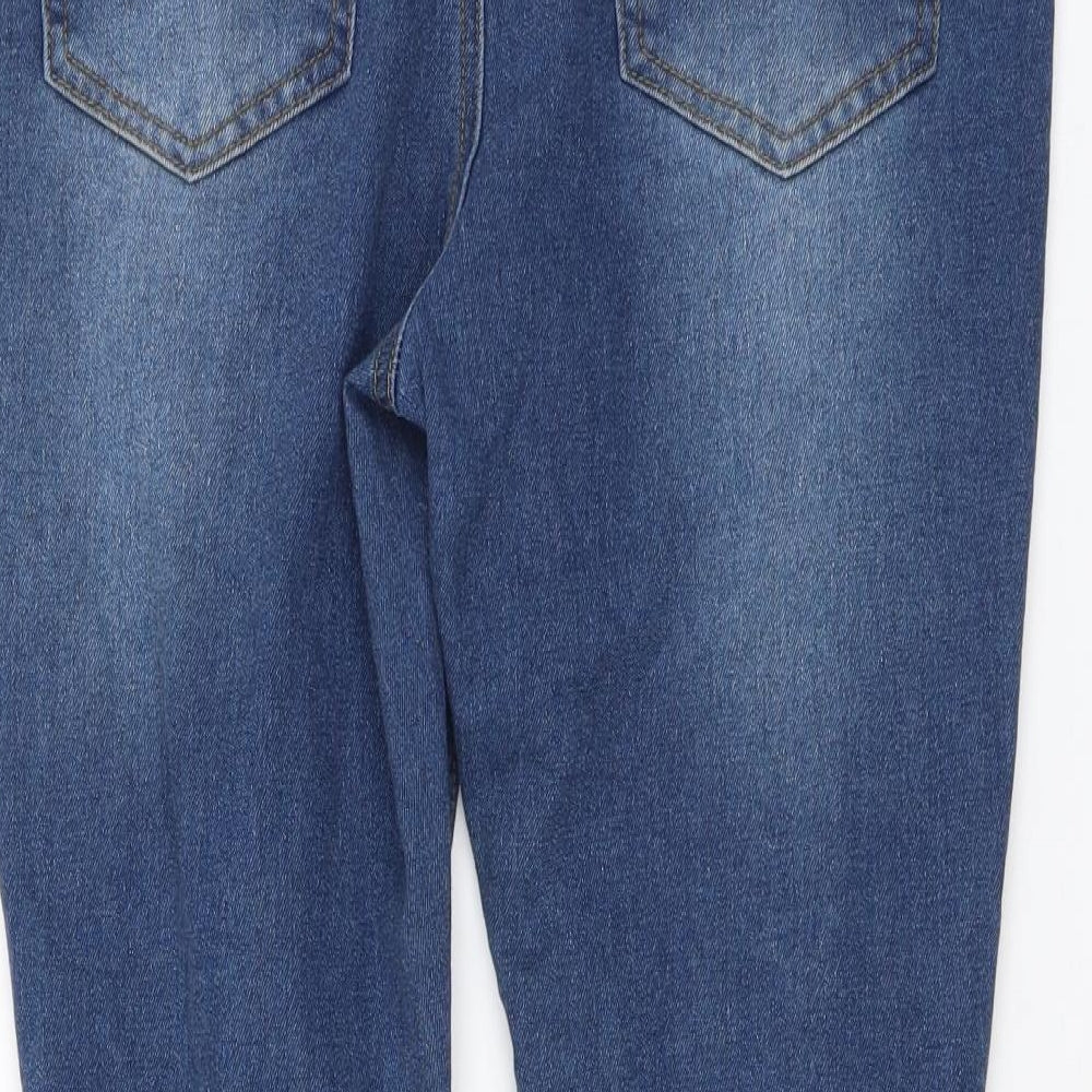 Boohoo Womens Blue Cotton Skinny Jeans Size 16 L27 in Regular Button