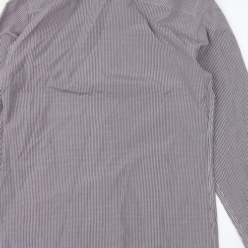 River Island Mens Purple Check Cotton Button-Up Size S Collared Button