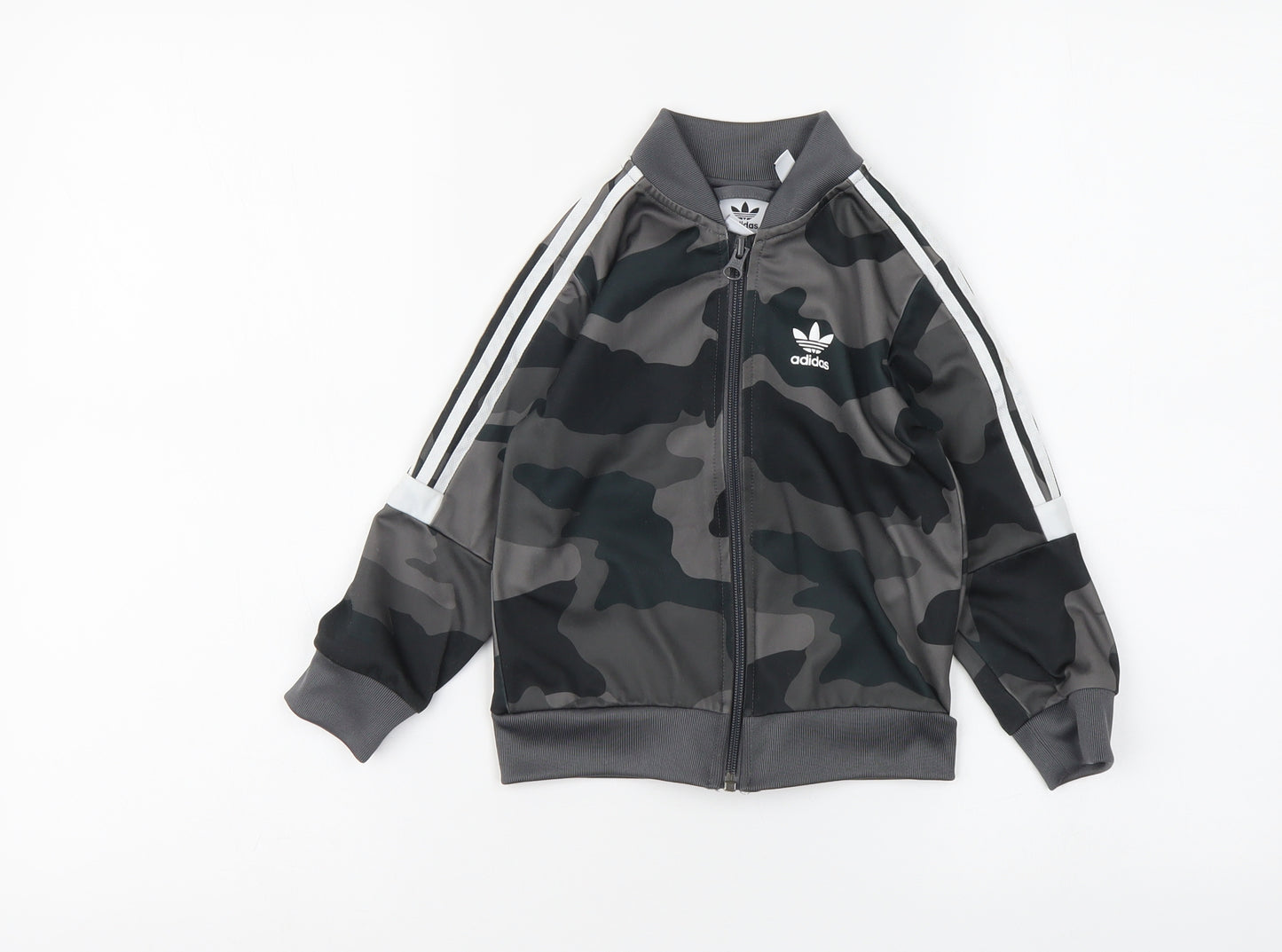 adidas Boys Green Camouflage Polyester Full Zip Sweatshirt Size 2-3 Years Zip
