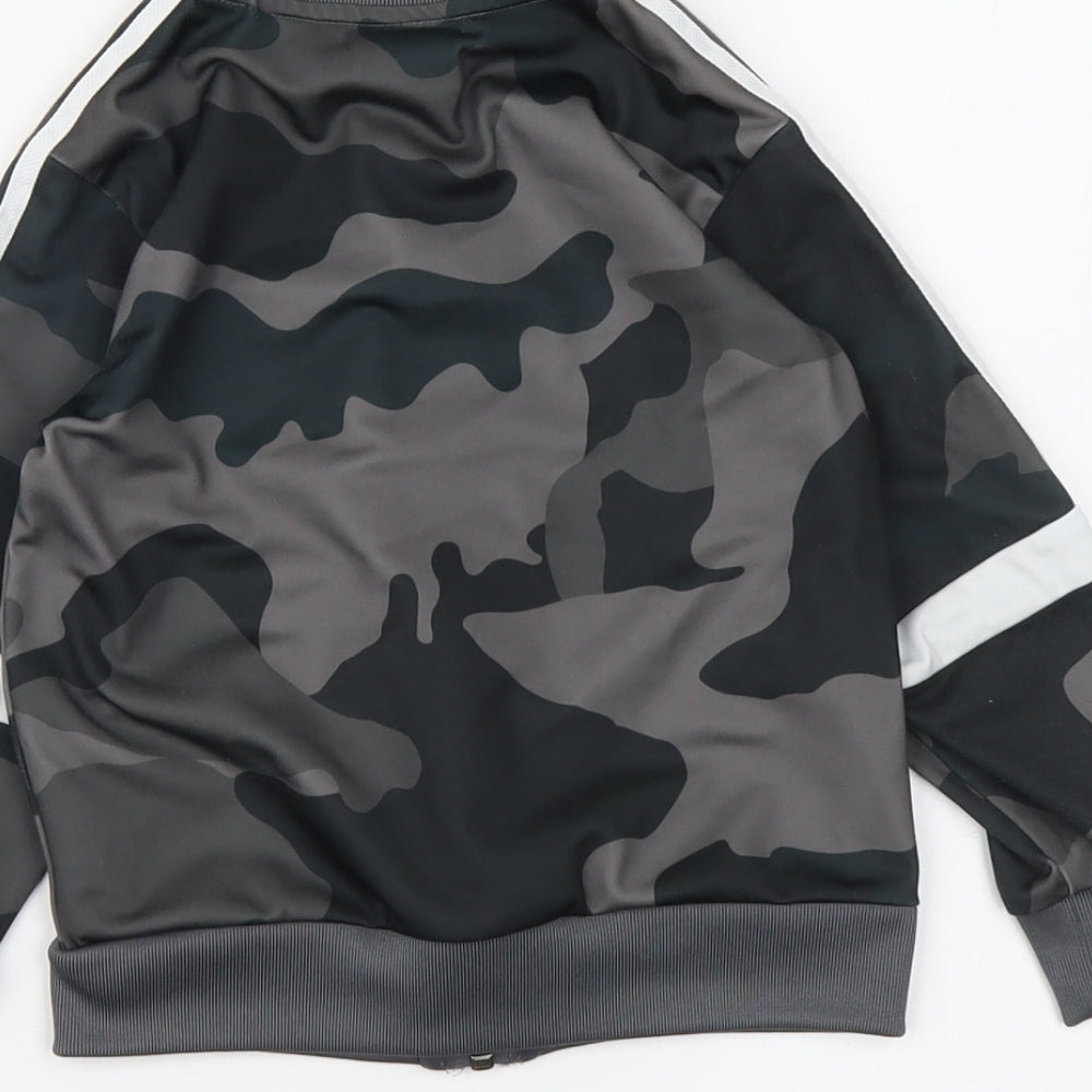 adidas Boys Green Camouflage Polyester Full Zip Sweatshirt Size 2-3 Years Zip