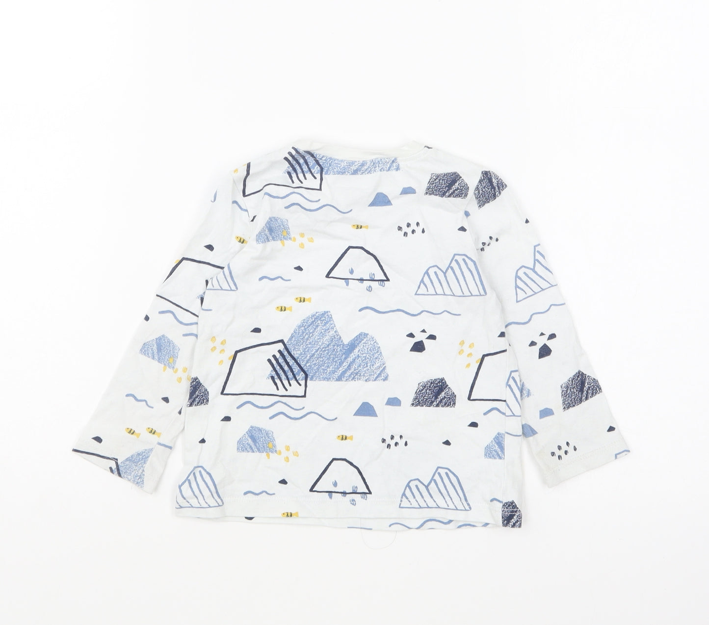So Cute Baby Ivory Geometric Cotton Basic T-Shirt Size 12-18 Months Round Neck Pullover