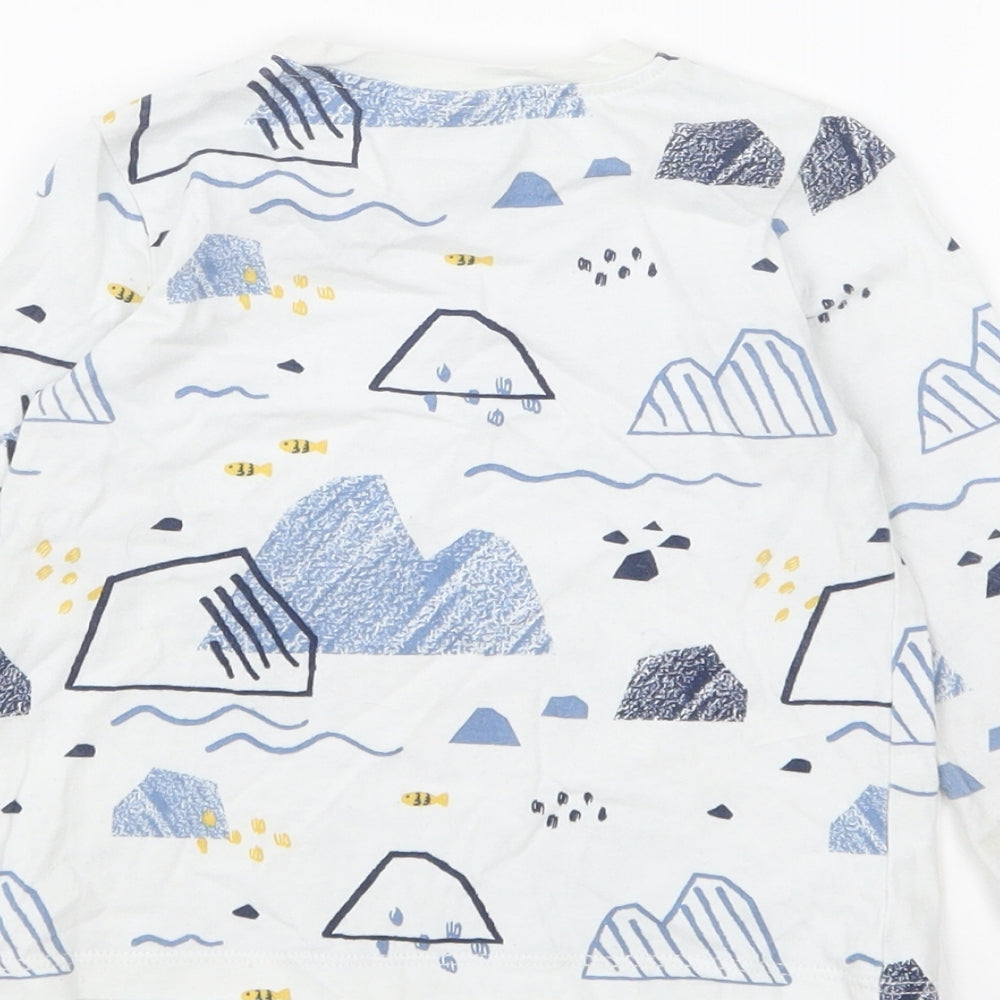 So Cute Baby Ivory Geometric Cotton Basic T-Shirt Size 12-18 Months Round Neck Pullover