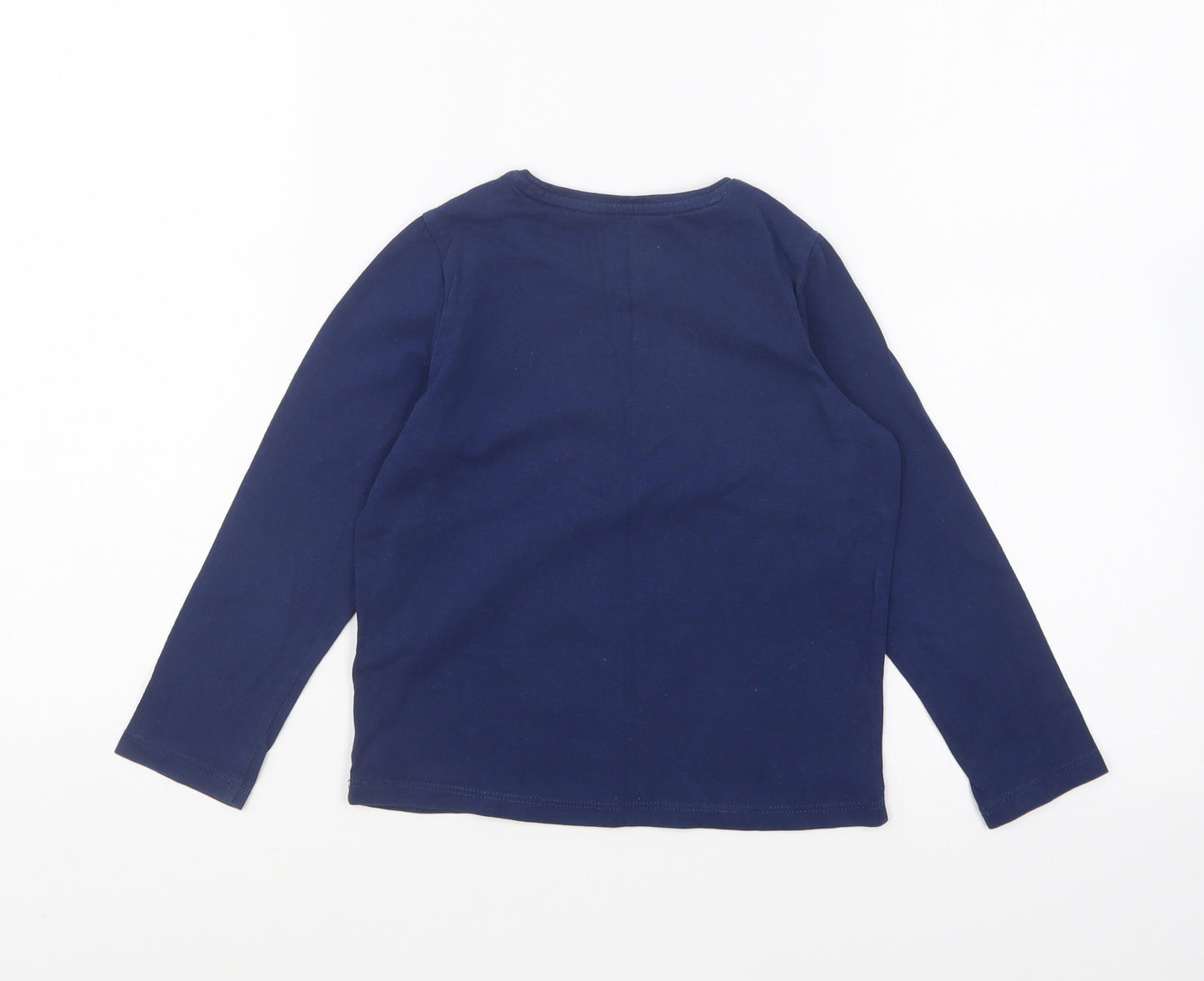 Marks and Spencer Girls Blue Cotton Basic T-Shirt Size 4-5 Years Round Neck Pullover - Rainbow Club