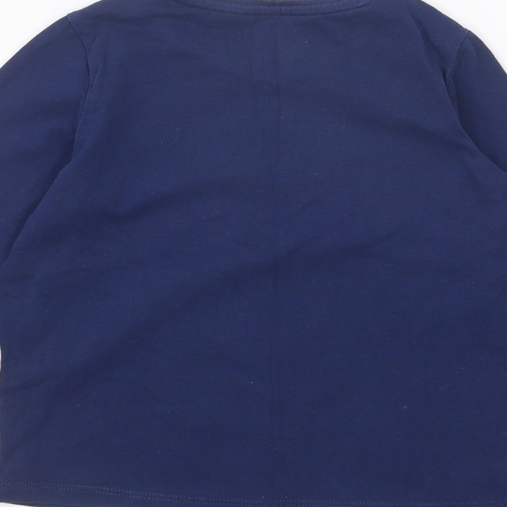 Marks and Spencer Girls Blue Cotton Basic T-Shirt Size 4-5 Years Round Neck Pullover - Rainbow Club