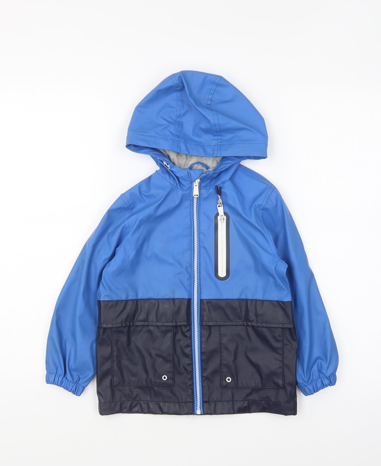 Marks and Spencer Girls Blue Rain Coat Coat Size 4-5 Years Zip