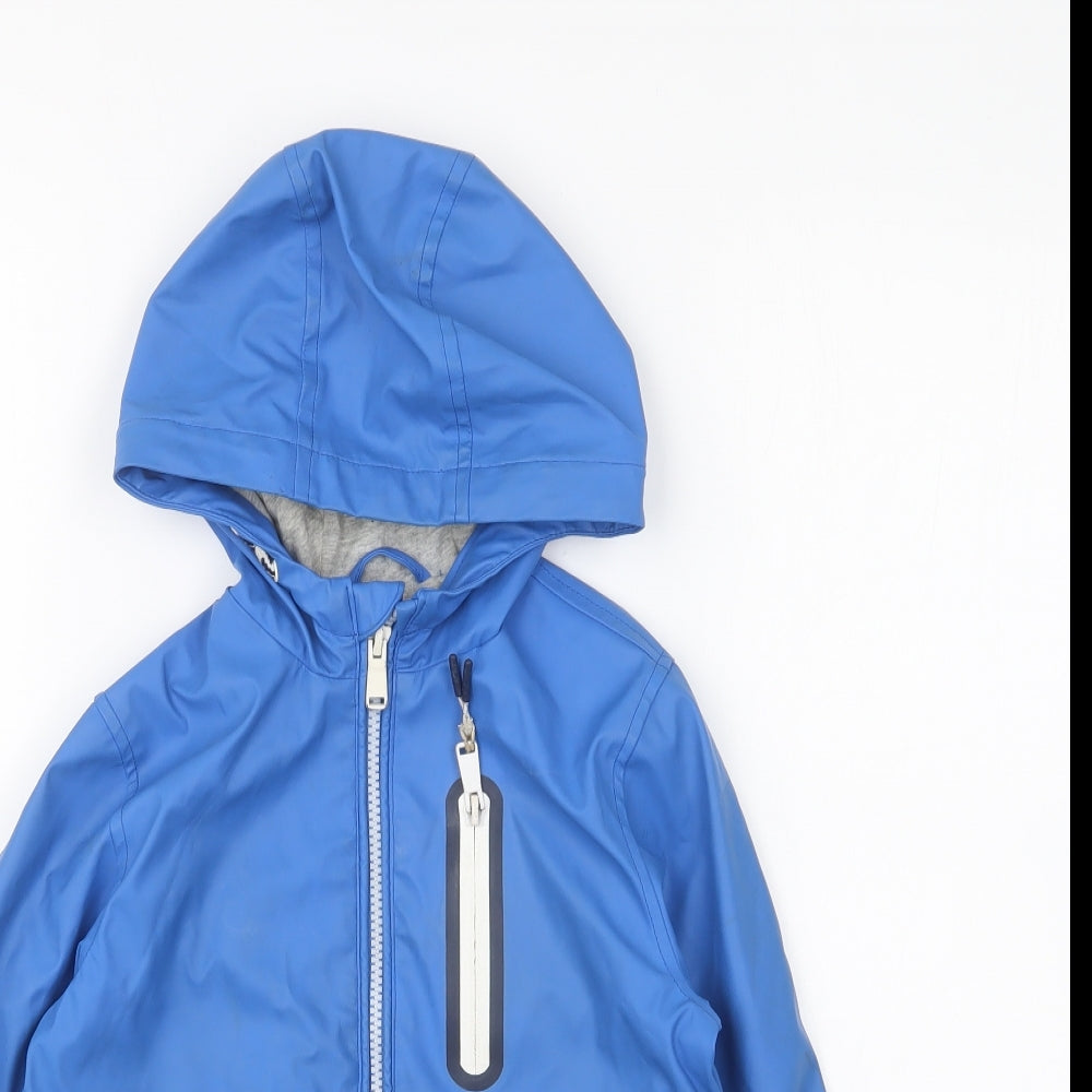 Marks and Spencer Girls Blue Rain Coat Coat Size 4-5 Years Zip