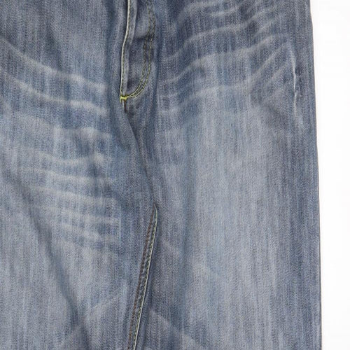 Smith & Jones Mens Blue Cotton Boyfriend Jeans Size 36 in L34 in Regular Button